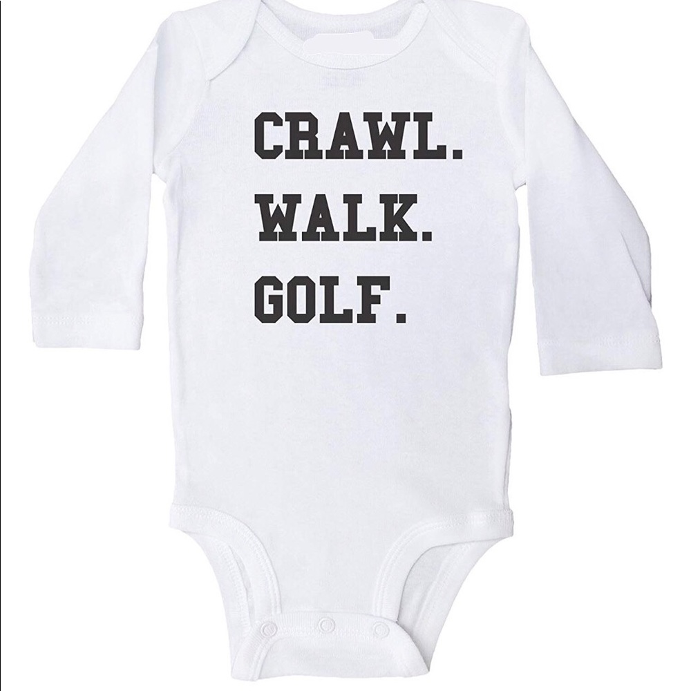 Crawl. Walk. Golf. 0-3M Baby Onsie